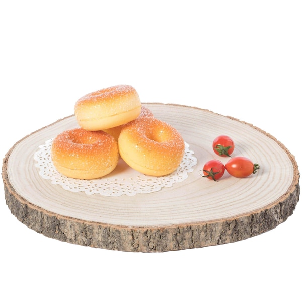 Vintiquewise Barky Natural Wood Slabs Rustic Ornament Slice Tray Table Charger - 12 Inch Dia QI003847-12 - main